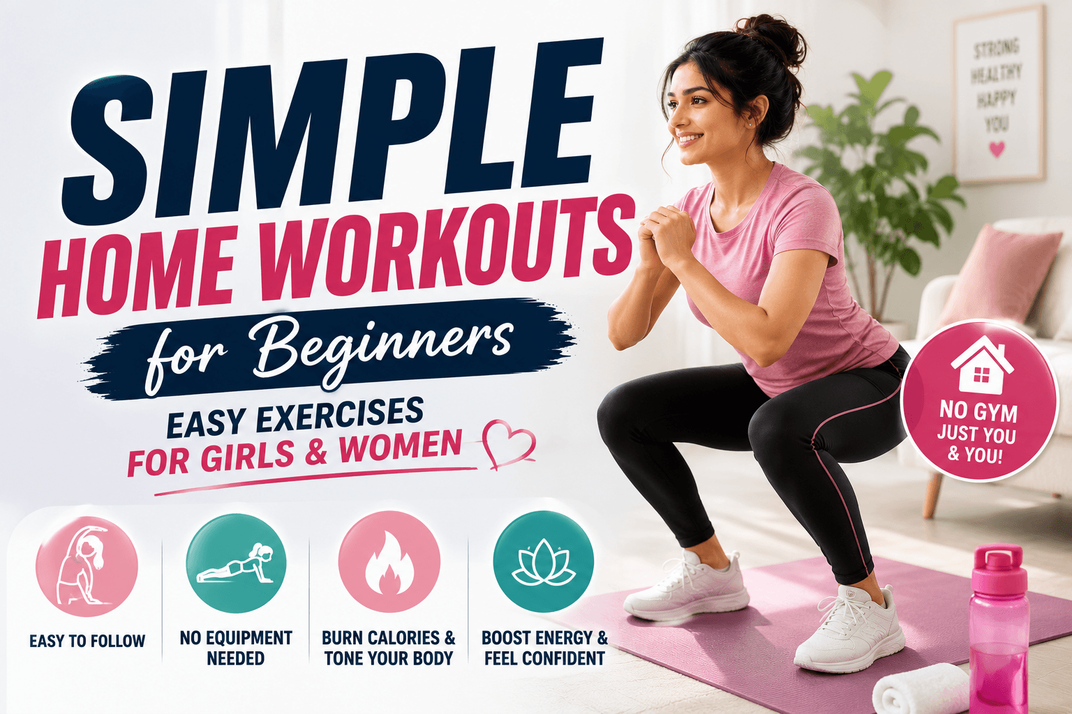 Simple Home Workouts for Beginners: Easy Exercises for Girls and Women