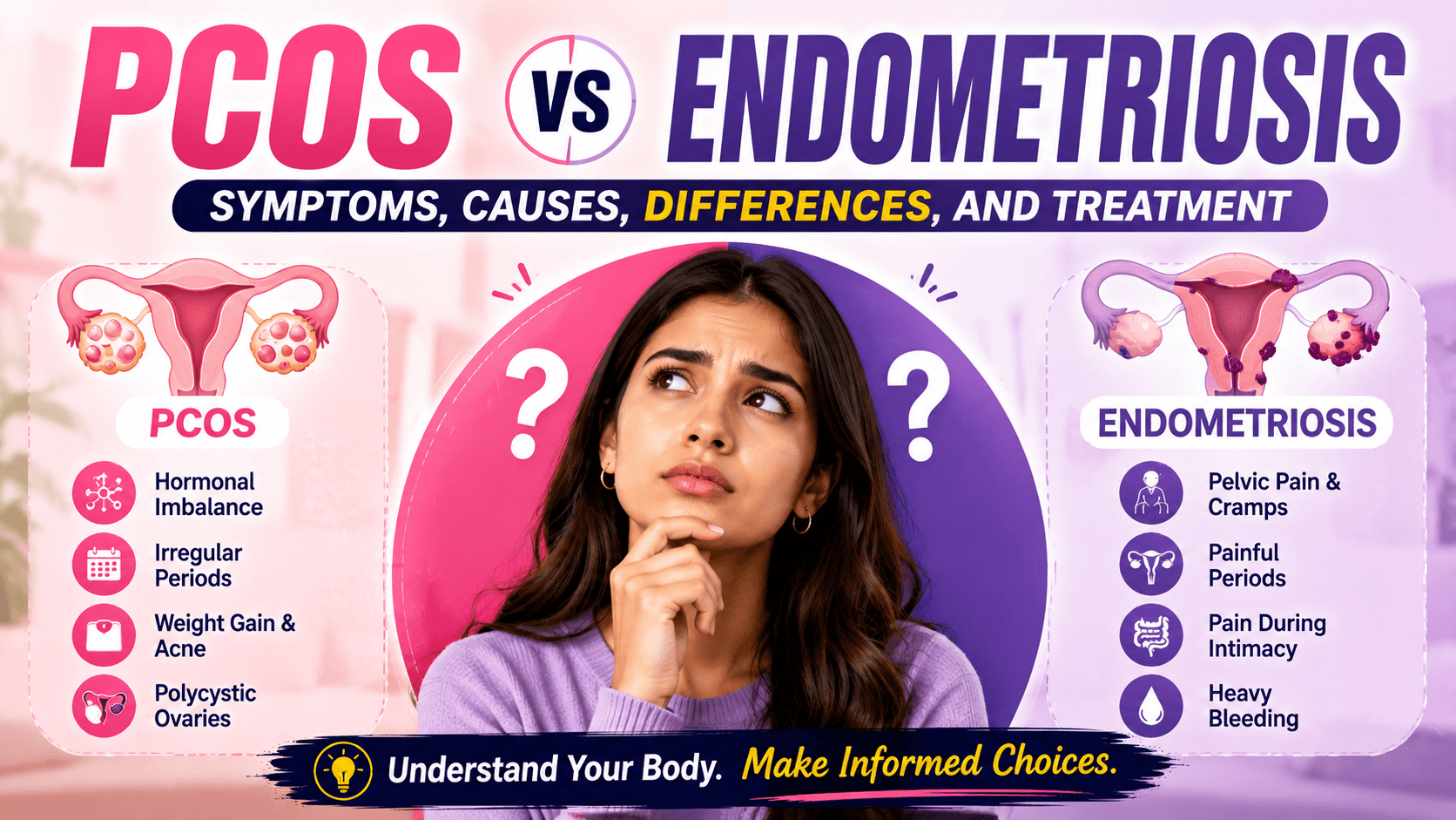 PCOS vs Endometriosis: Symptoms, Causes, Differences, and Treatment