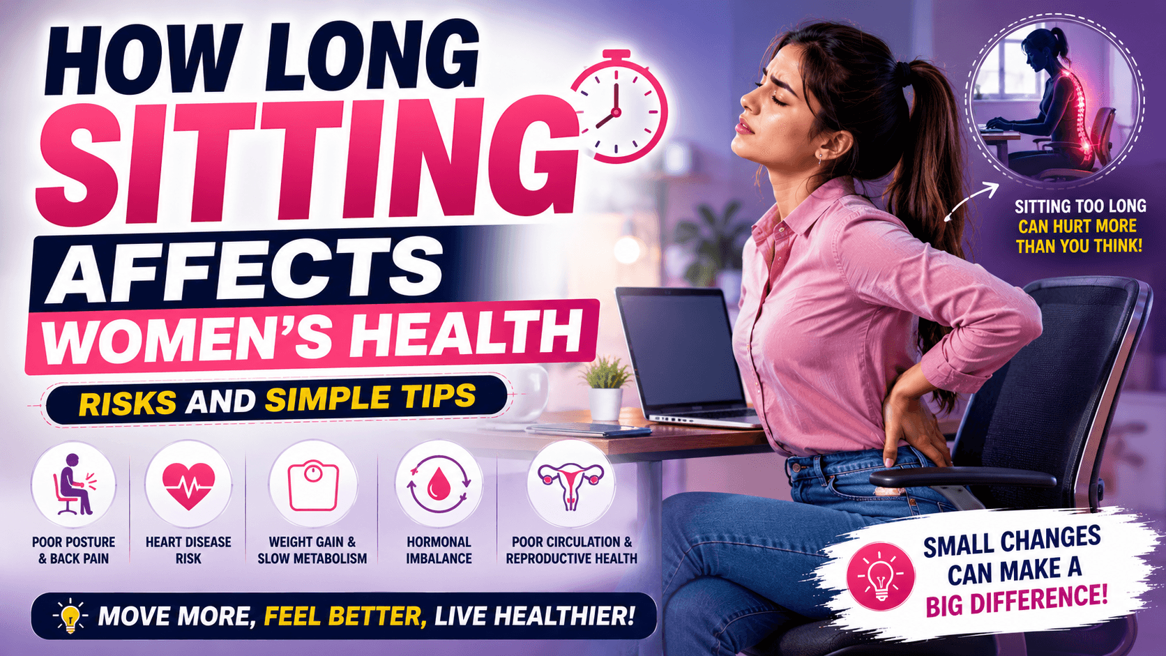 How Long Sitting Affects Women's Health: Risks and Simple Tips
