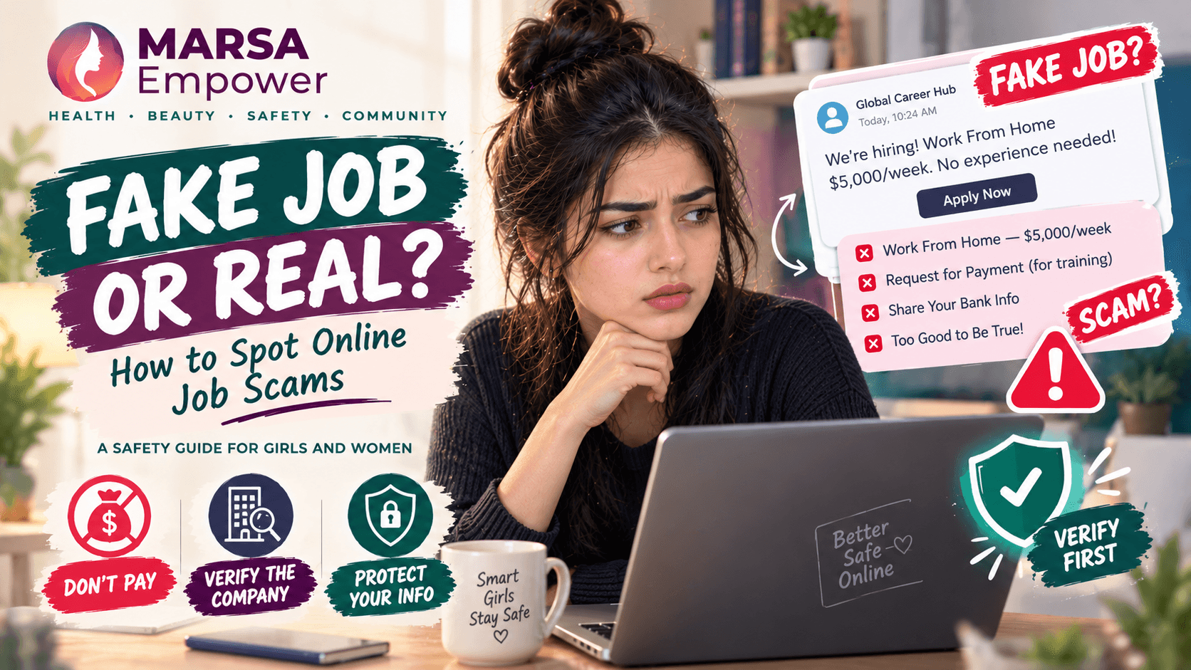 How to Spot Fake Jobs and Online Scams: A Safety Guide for Girls and Women